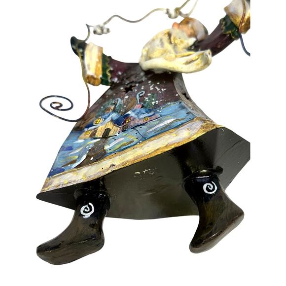 Whimsical Folk Art Style Metal Painted Santa Claus 8" Christmas Ornament - Picture 4 of 6